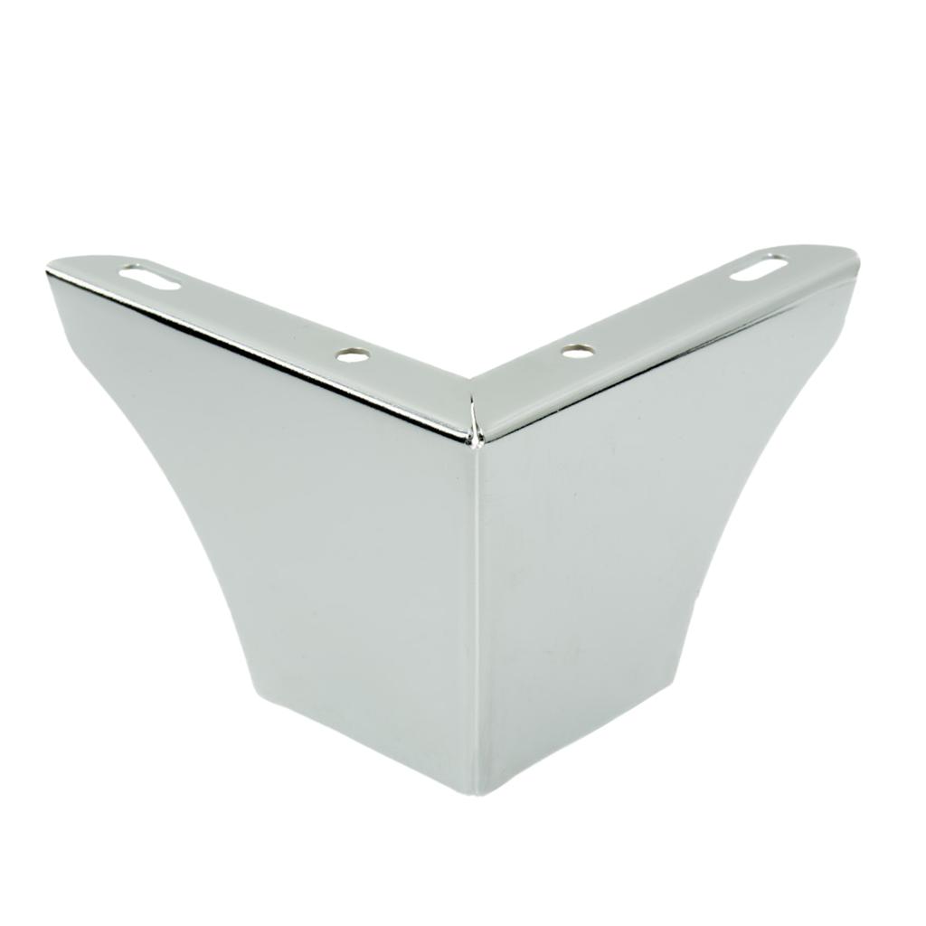 Corner furniture leg, silver chrome, height 7.5 cm