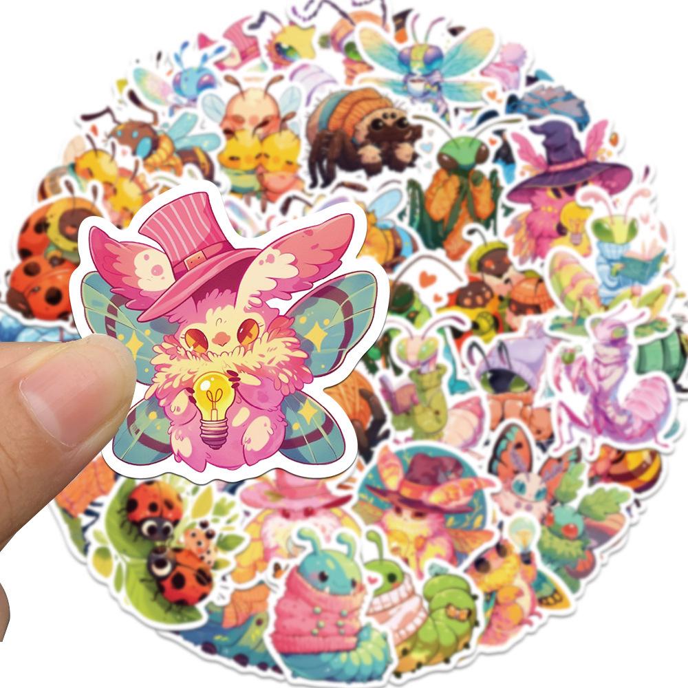 50 Sheets of Cute Cartoon Insect Candy Self-Adhesive Decorative Planner Stickers