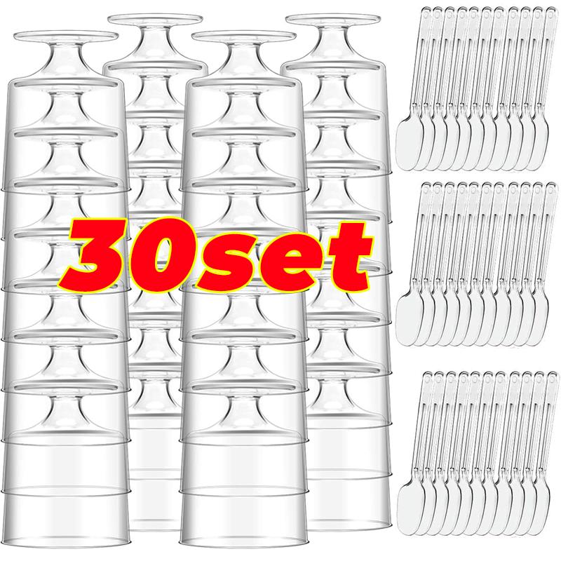 Disposable Plastic Cups with Spoons Transparent DIY Dessert Cup Pudding Container for Ice Cream Cake Fruit Yogurt Snacks Bowls