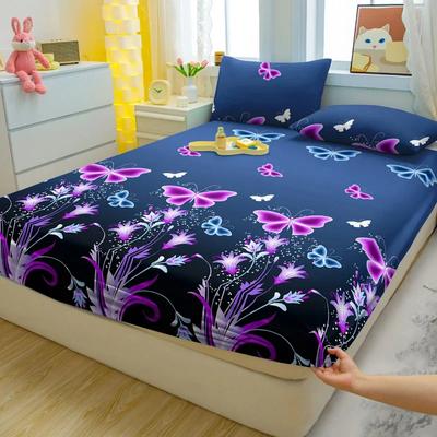 1 Piece Of Bed Sheet For Bedroom 100%Polyeste Elastic Band Around Bedding Fitted Sheet Only (Excluding Pillowcases)