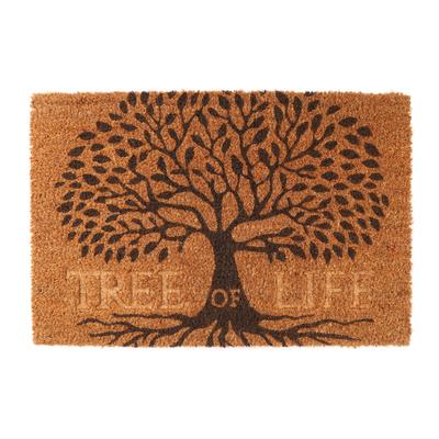 [A0617] - Brown 'Tree of Life' Straw Doormat - 60x40 Cm