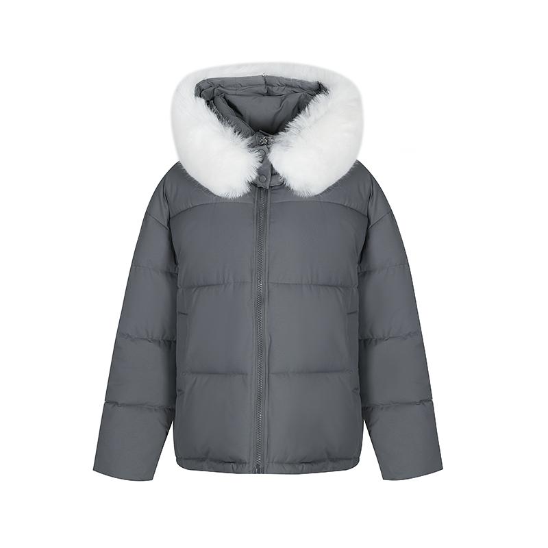 Mujer Otoño Invierno Color Sólido Acolchado de Algodón Grueso Abrigo Chaqueta con Capucha Cálido Piel Real