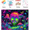 Nuxovilar UV Reactive Tapestry – Skull and Mushroom Scene Blacklight Wall Hanging, Enchanted Forest Glow Art for Bedroom and Living Room Decor,