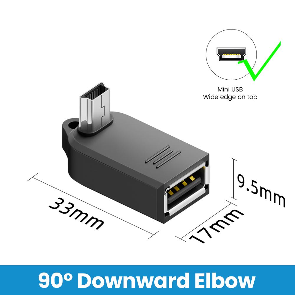 Right Angle Mini USB to USB OTG Adapter USB 2.0 Mini USB Male to USB A Female Converter 90 Degree OTG Adapter for Car MP3 Camera 3