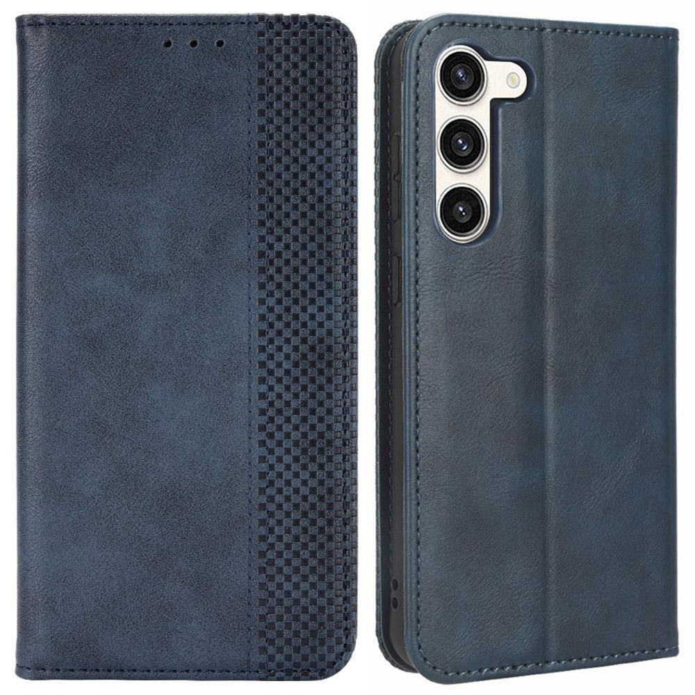 Retro Texture Phone Case for Samsung Galaxy S23,PU Leather Stand Wallet Cellphone Cover