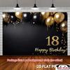 2D Flat - 18th Birthday 2D Flat Banner with Gold and Black No.18 Balloon Design as a Party Background with 'Happy Birthd