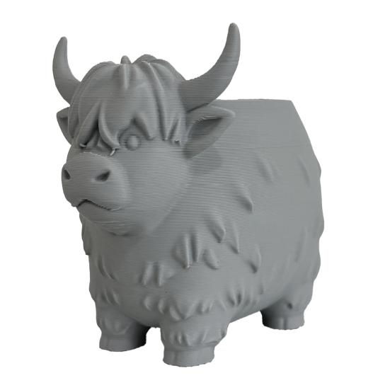 Highland Cow Planter Pot 3D PLA Desktop Large Diameter Flower Yak Shape Planter серый