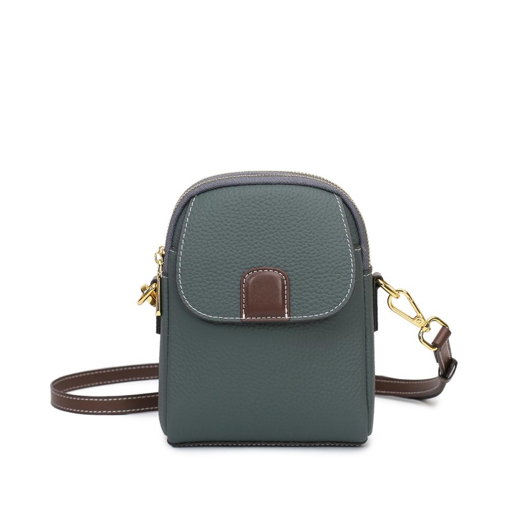 Cowhide Women's Bag Shoulder Crossbody Women's Mobile Phone Bag Multi-compartment Contrasting Color Change Bag Shell Bag