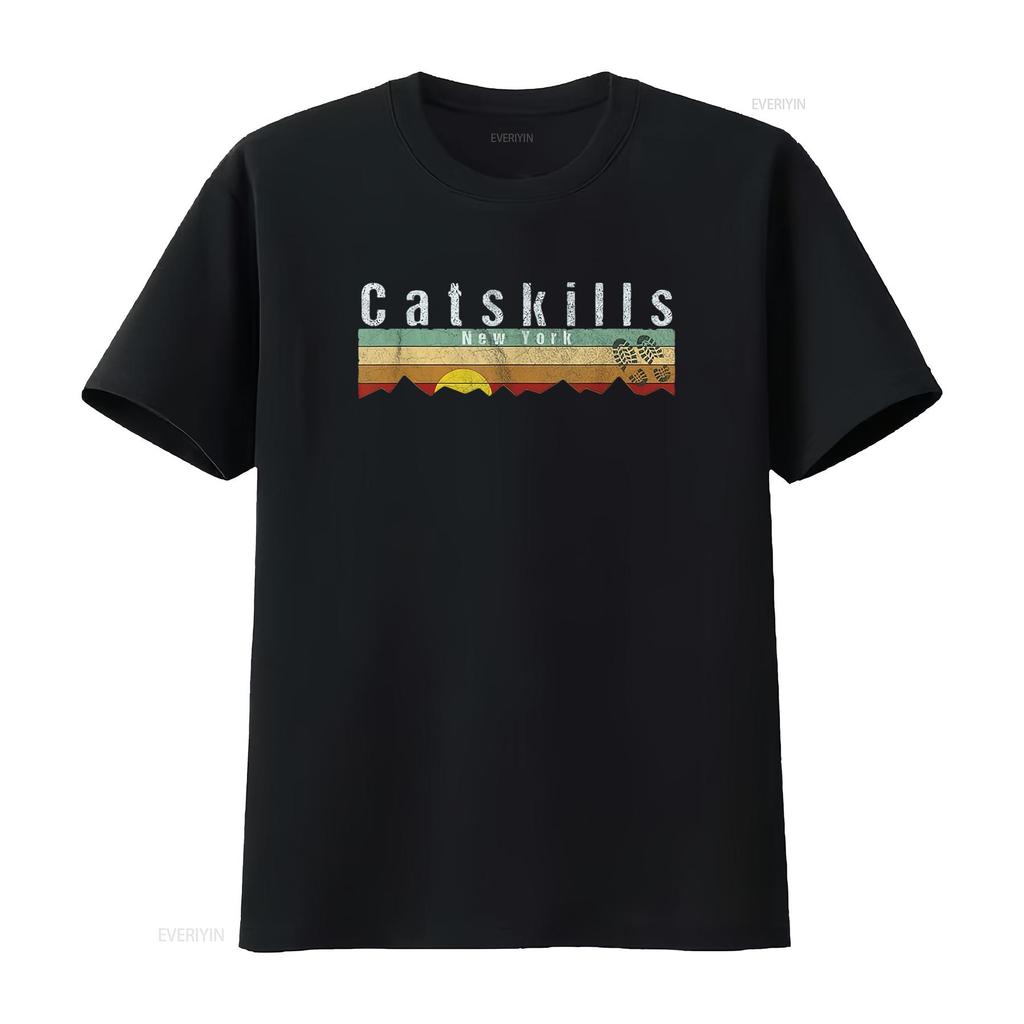 Womens Catskills Ny T Shirt Vintage Hiking Black 2XL Vintage Washed Soft Homme Stylish Unisex Stretched Slightly Versatile