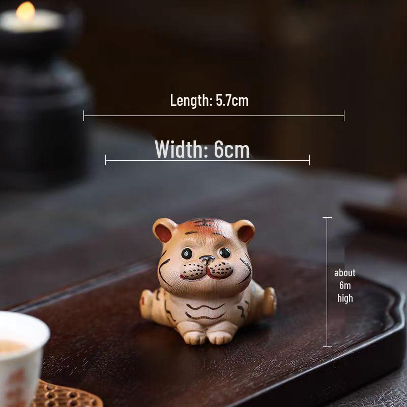 Yixing Zisha Handmade Lucky Zodiac Tiger Tea Pet Ornament