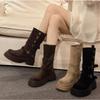 Maillard Boots Women's Autumn and Winter Brown Thick-soled Two Wear Inner Height-increasing Small Medium Boots Martin Boots Women's Short Boots