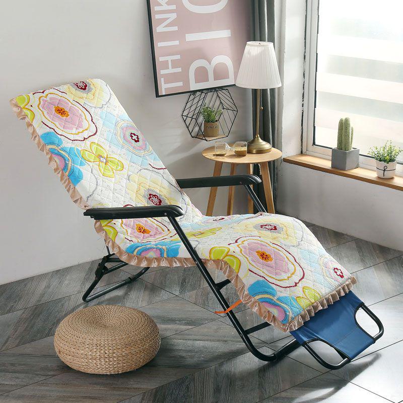 Flanell Waschbares Liegestuhlkissen Dick Gepolstert Blumendruck Liegematte Terrasse