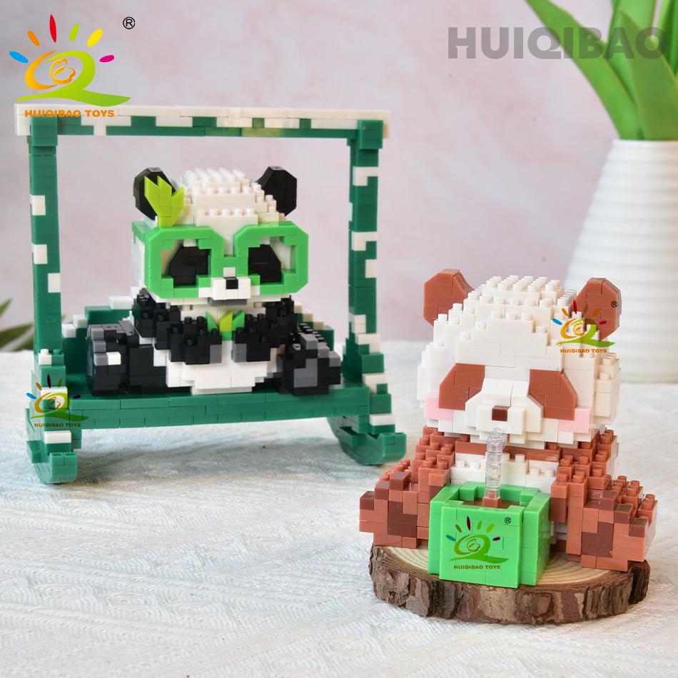 Non-Toxic Diy Cute Panda Shape Micro Model Building Blocks Set City Creativity Zoo Animal Mini Bricks Toys For Children Kid Gift