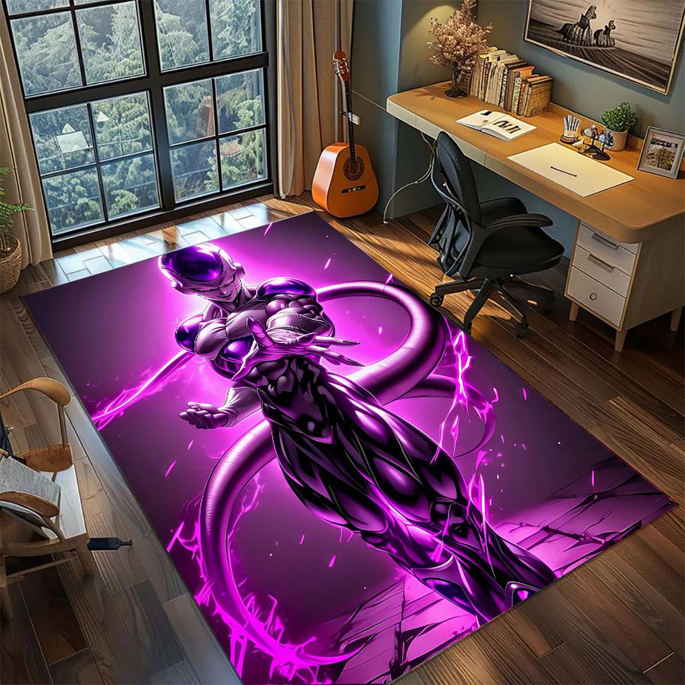 Cool Black Frieza Rug Carpet Large Area Rug Non Slip Washable Floor Mat Gamer Room Bedroom Home Decor