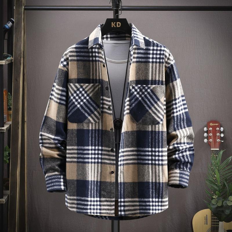 

Весенне-осенняя корейская версия мужской клетчатой рубашки с длинными рукавами, свободного кроя, молодежная, модная, красивая, утолщенная мужская рубашка S жёлтый