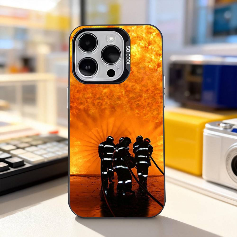 Fireman F-Firefighter Phone Case For iPhone 11,12,13,14,15,16,17,Pro,Max,Plus,E,Air,Mini IMD Matte Black