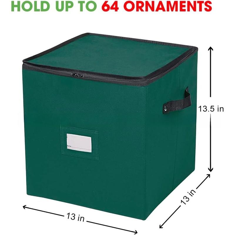 Compact Christmas Ornament Storage Bag Holds Up To 48 Balls with 3 Removable Trays and Dividers for Organized Storage