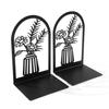 2 Stück Bücherregal-Buchstützen, hohle Blumen, geschnitztes Muster, Vase, Buchstützen, L-förmiges Design, rutschfester Buchhalter