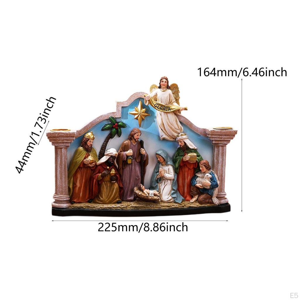 Christmas Nativity Scene Figurine Set Birth of Jesus Resin Figure Religious Decor