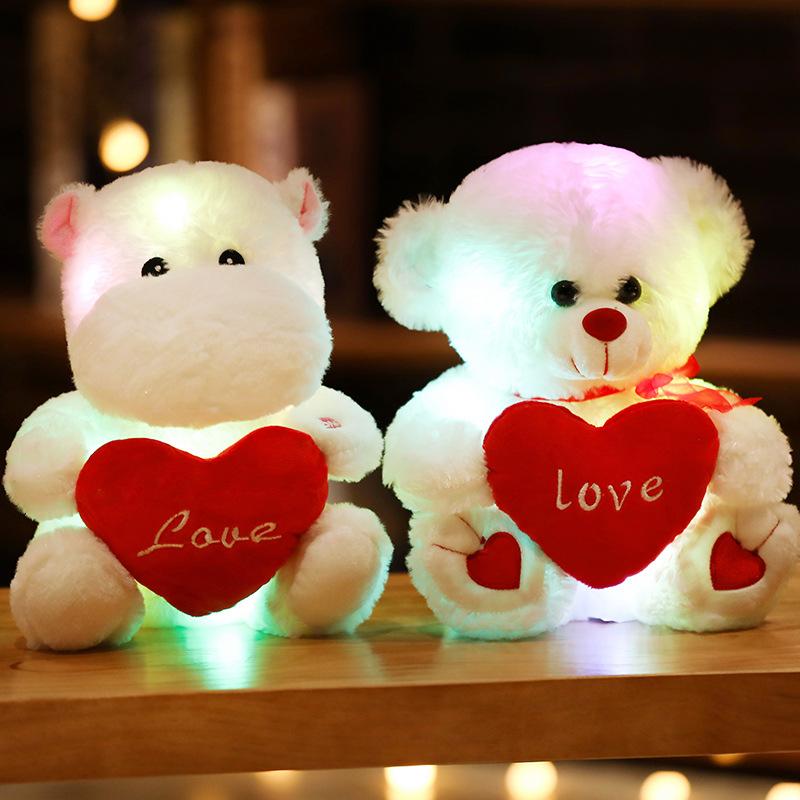 Cartoon Luminous Animal Heart Bear Doll Plush Toy Lamb Unicorn Doll Children'S Doll