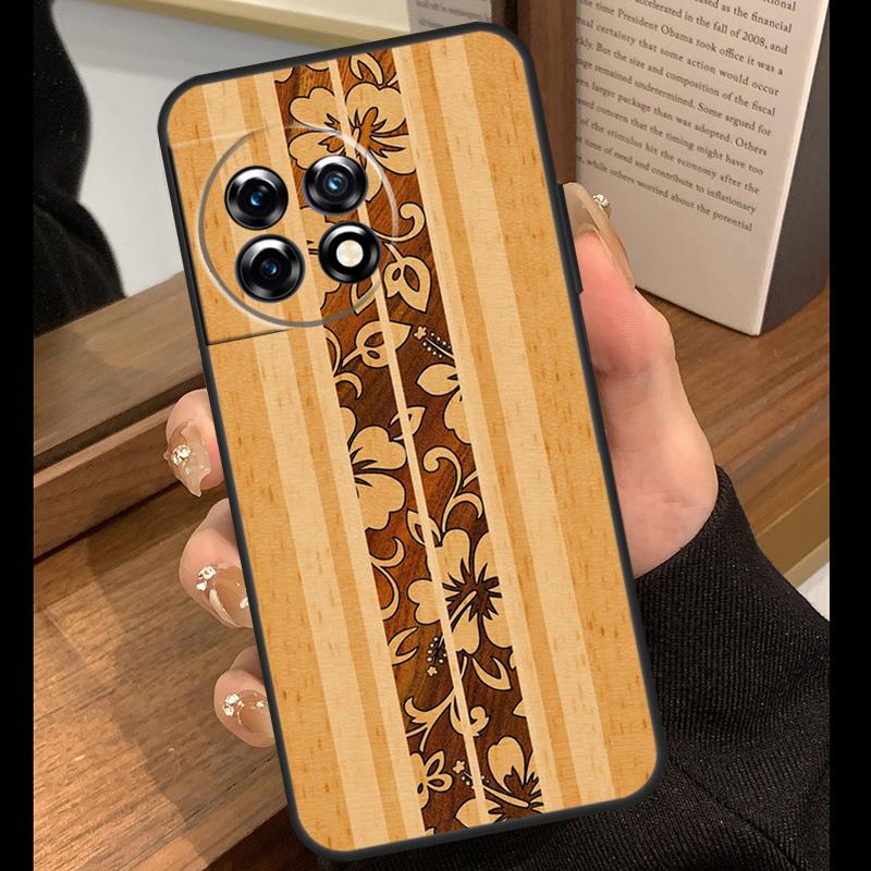 

Beach Hawaiian Faux Koa Wood Case For OnePlus Nord 5 CE 2 3 4 Lite N20 N30 OnePlus 15 R 13R 12R 10T 13T 10 11 12 13 Cover OnePlus 12