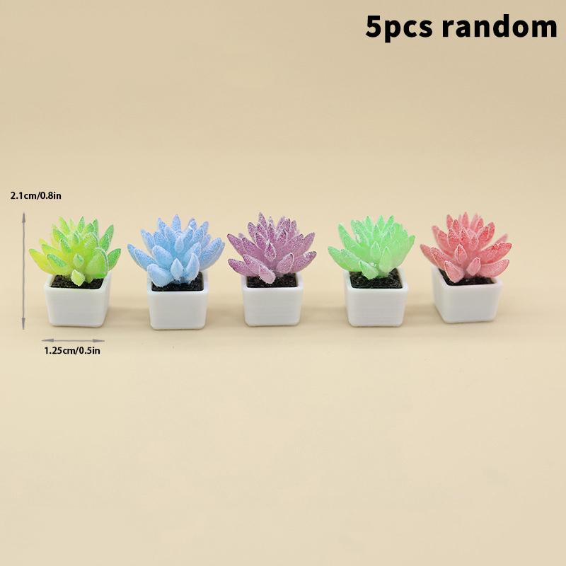 5 Stück Simulation Mini-Sukkulenten Topfpflanzen Modell Puppenhaus Bonsai Dekoration Puppenhaus Mikro-Landschaft Garten Schreibtisch-Schmuck