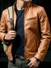 New men's slim-fit PU leather jacket stand-up collar locomotive jacket spring and autumn fashion trendy coat