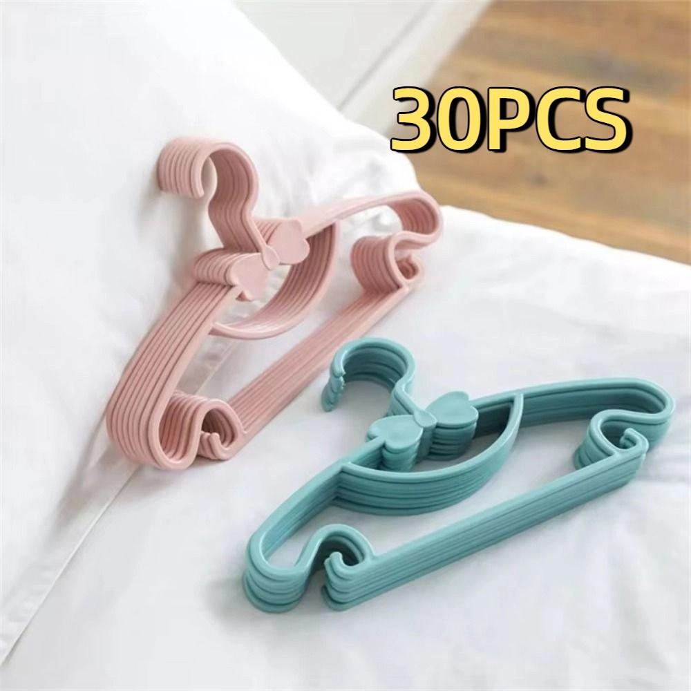 30Pcs Cute Bowknot Kids Clothing Hangers Plastic Material Closet Organizer 0-10 Years