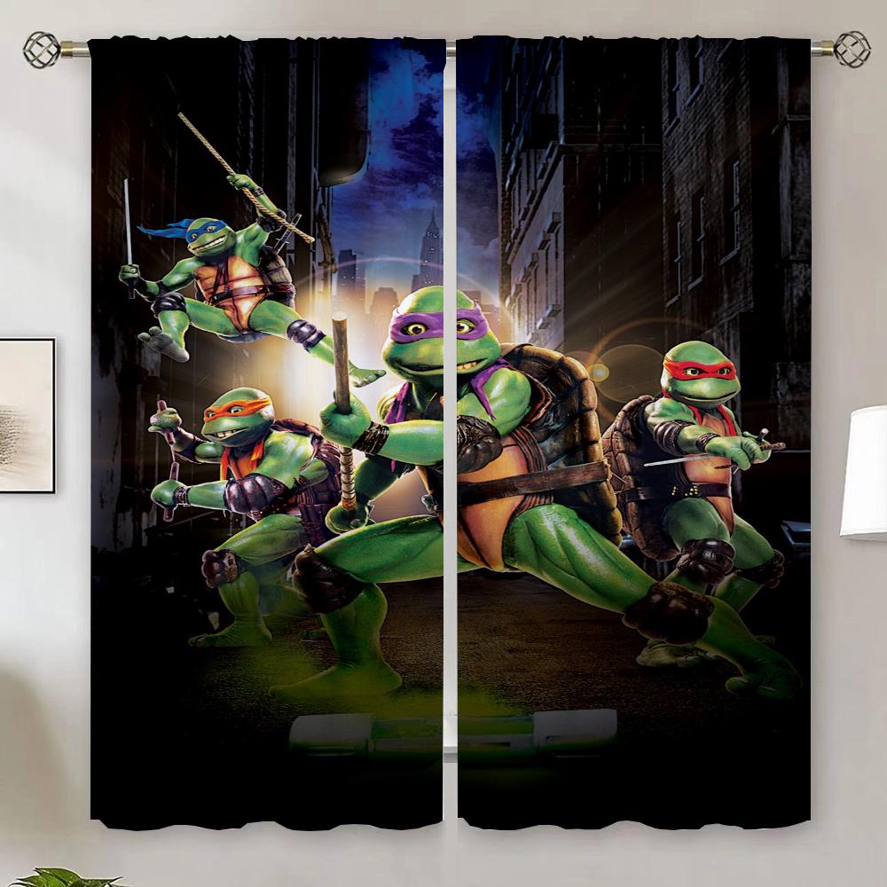 Bathroom Curtains for Living Room 2 Elegant Pieces Ninja T-Turtles Cheap Free Shipping Curtains Blackout Blackout Curtain 100%