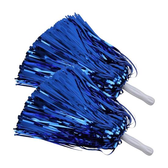 2 Stück Cheerleader-Pompons mit Kunststoffgriff, bunte Metallic-Folien-Pompons für Cheerleader, temperamentvolle Sport-Tanz-Aufmunterungs-Requisiten für Frauen