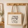 Sac Cabas Jute avec Poche J’peux pas j’ai Chasse J'peux pas minimaliste | Toile de Jute et Coton 21 L Fond Plat Anses 65 cm
