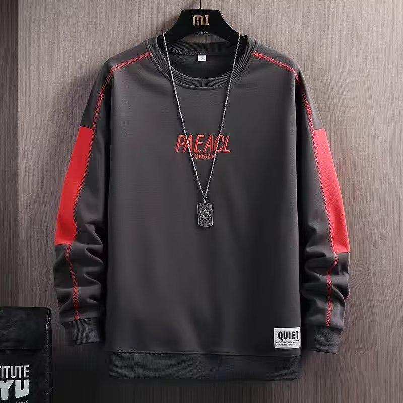 

Мужской модный корейский свитер с круглым вырезом и принтом - весна/осень, длинный рукав 3XL