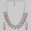 Красивый дизайнерский комплект ожерелья Estele с родиевым покрытием CZ и рубиновыми камнями для женщин