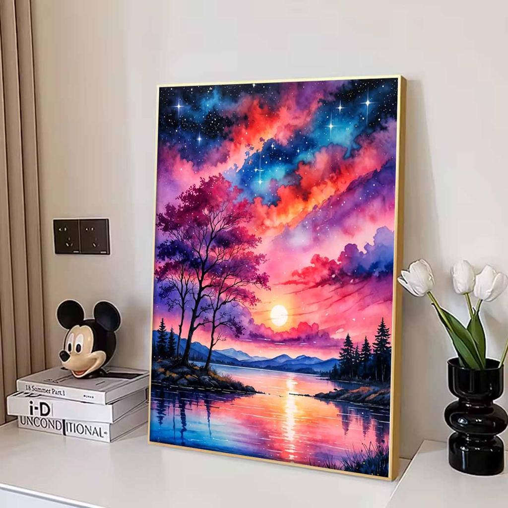Sunset Scenery Diamond Art Set, 5D DIY Starry Sky Full Diamond Embroidery Craft Painting Crafts Decoration Home Wall Ornaments