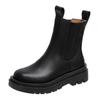 Fashion Winter Boots Lady Women's Rubber Shoes Rain Boots-Women Zipper Round Toe 2024 Med Autumn Ankle Lolita Large Size Rock Fabric Hoo