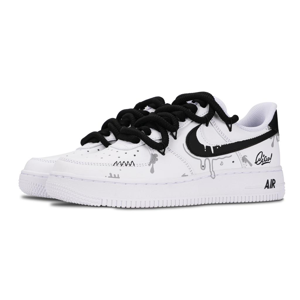 Nike Air Force 1 Graffiti Odporne na poślizg Odporne na ścieranie Niskie Buty do skateboardingu Unisex Białe Czarne DD8959-100(Drużyna1001-)