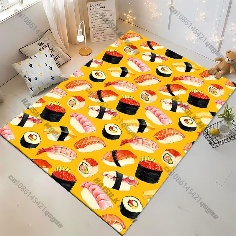 Colorful assortment of sushi pieces carpet Yoga living room room decor children's crawling mat doormat area rug games mat