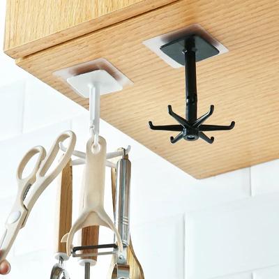 360 Degrees Rotating Folding Hook ABS Punch-free Multi-Purpose Hooks Kitchen Hook Waterproof Utility Hook for Home Bathroom
