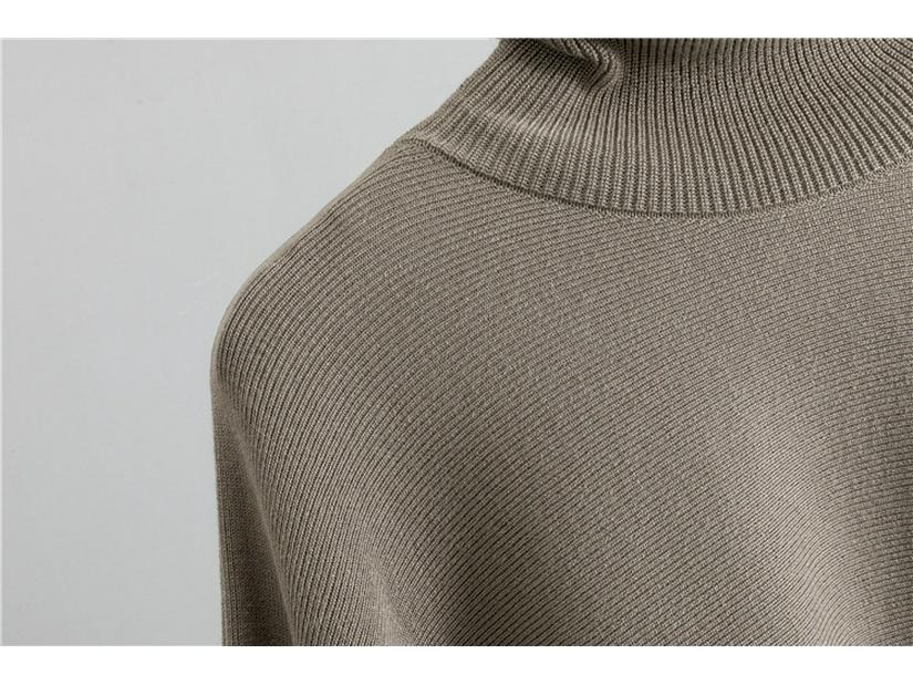 Women's Autumn Winter High Neck Cloak Sweater & Wide Leg Pants Set