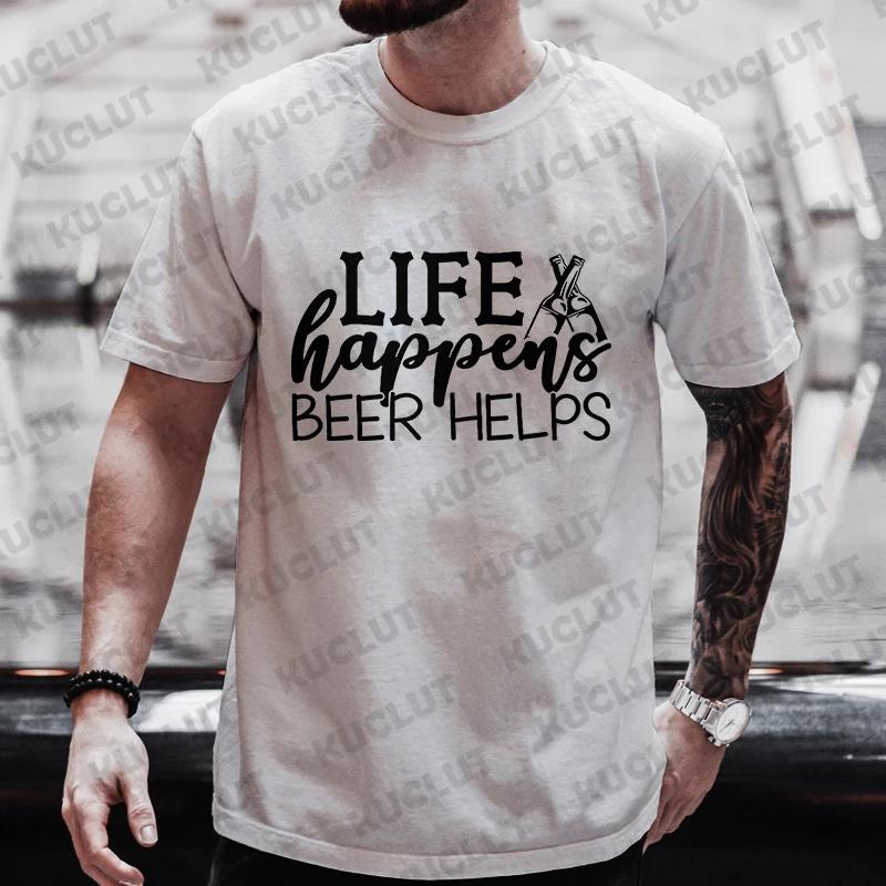 Fashion Beer Day Graphic T Shirts Men Y2k Clothes Male Single Farewell Drinking Party Tops Oversized Streetwear Short Sleeve Tee
