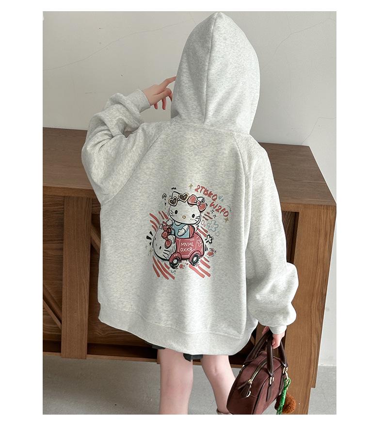 Autumn Girls' Cute Cat Hoodie Cardigan - Children's Zip-Up Jacket