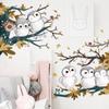 New 30*90*2Pcs Cartoon Cute Animal Owl Waterproof Decals Kindergarten Classroom Children's Room Decoration Wall Stickers