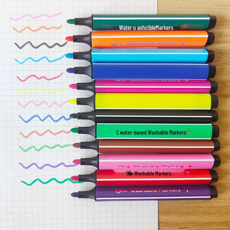 18-Color Triangular Grip Markers for Kids - Ideal for School, Art, DIY, Journals