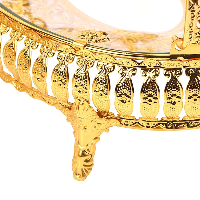 Creative Vintage Gold Round Square Fruit Plate Multi-Function Metal Snack Storage Plate Afternoon Tea Candy Dessert Stand