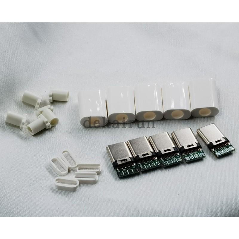 USB 3.1 Type-C Male Connector with PCB Board and Black Shell