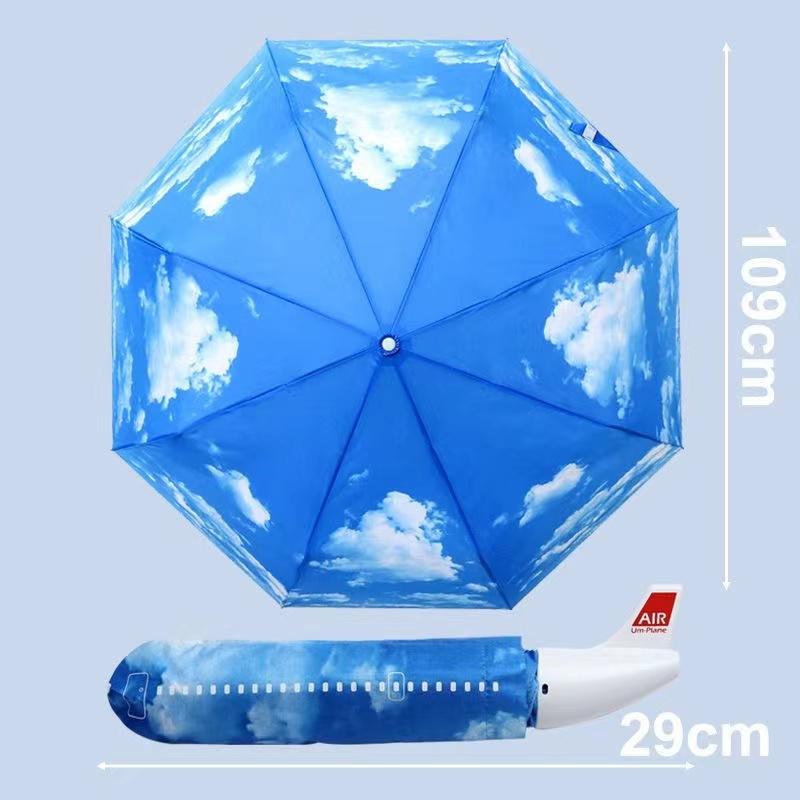 Creative Airplane Shape Umbrella Sunny and Rainy Folding Umbrellas UV Protection Beach Sunshade for Funny Parasol Gifts