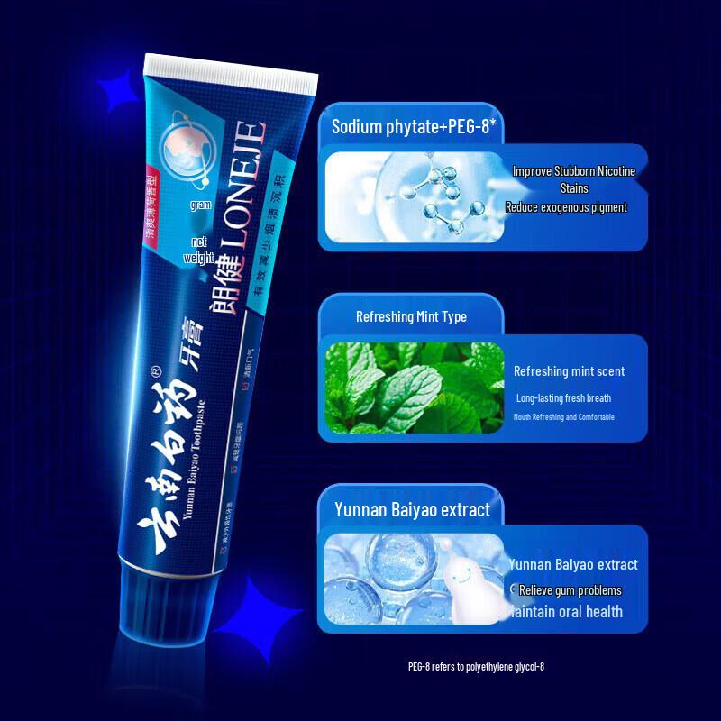 Yunnan Baiyao Langjian Toothpaste, Fresh Mint (2-Pack)