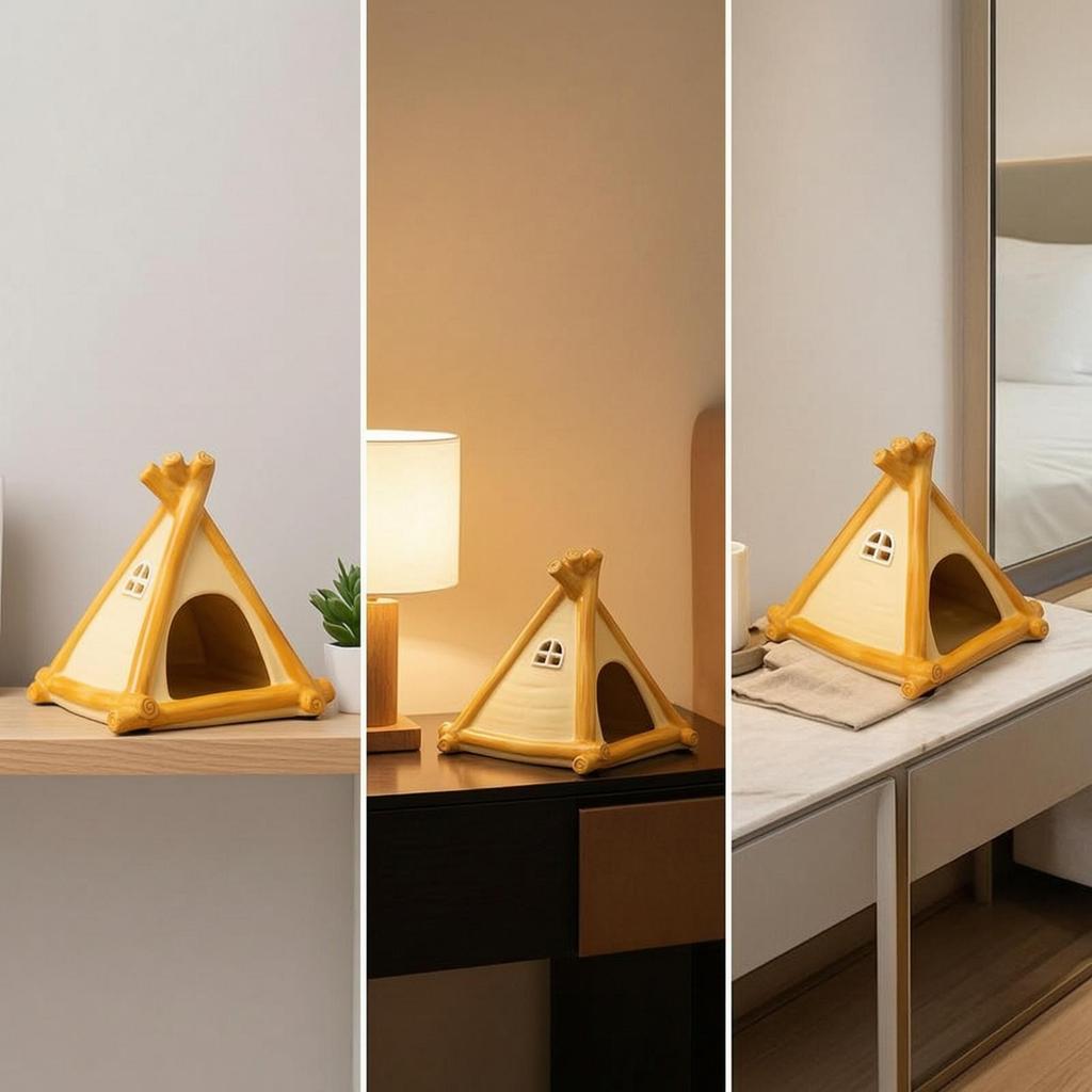 Hamster House Triangular Ceramic Tent GnawResistant with Window for Hamsters,