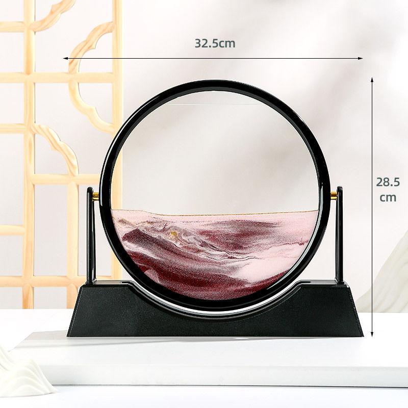 Klepsydra 3D Ruchomy piasek Sztuka Górski przepływ Piasek Obraz Okrągły Szkło Dynamiczny Wyświetlacz Piasek Ruchomy dla Relaksujących Ozdób Biurkowych