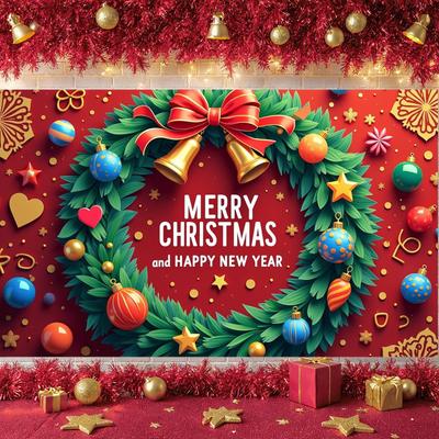Christmas Banner New Year Merry Christmas Banner Happy New Year Banner Golden Bells For Indoor Decor Mall Decoration Home